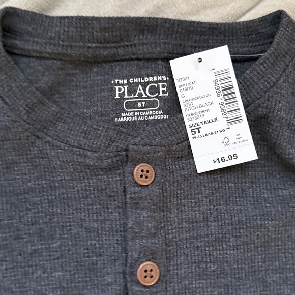 The Children's Place Dark Gray Henley Top - Picture 3 of 3